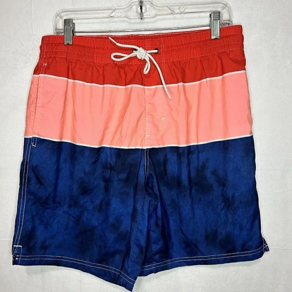 Old Navy Lace Up Mid Rise Multicolor Polyester Swim Trunks Board Shorts Sz M
